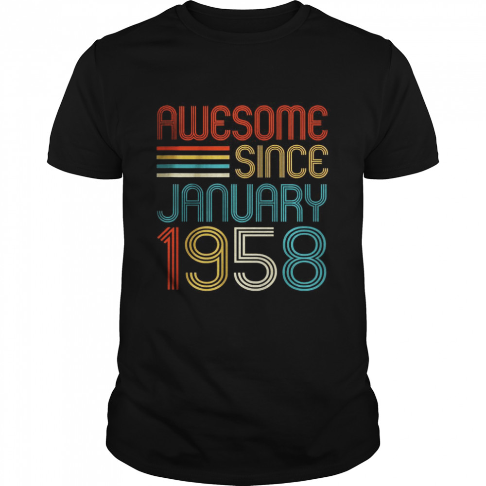 Awesome Since January 1958 64th Birthday Retro  Classic Men's T-shirt