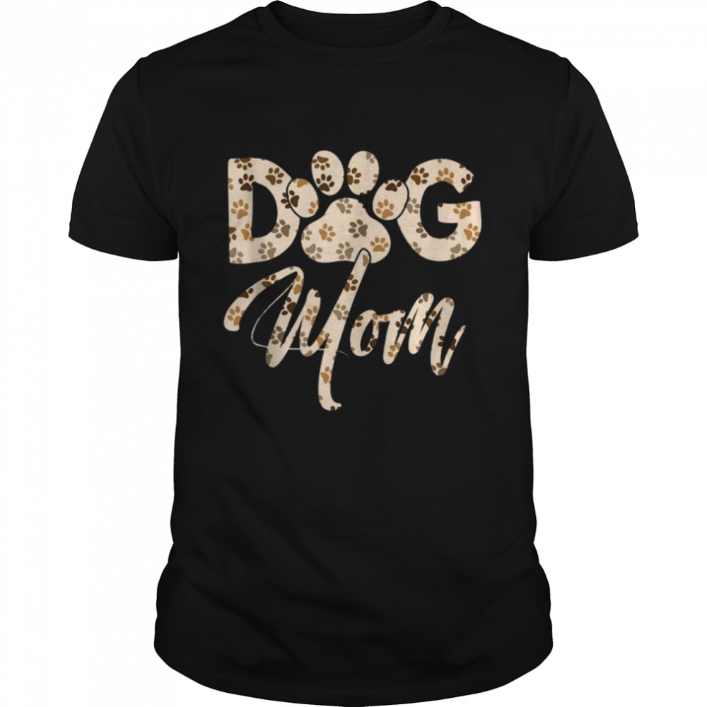 Dog Mom Cute Letter Print Pet Dog Paw Shirt