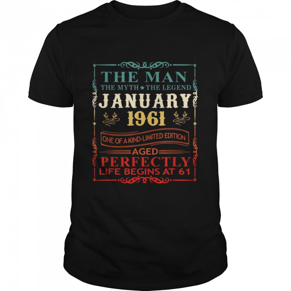 61 Years Old Gift Vintage January 1961 61st Birthday Shirt