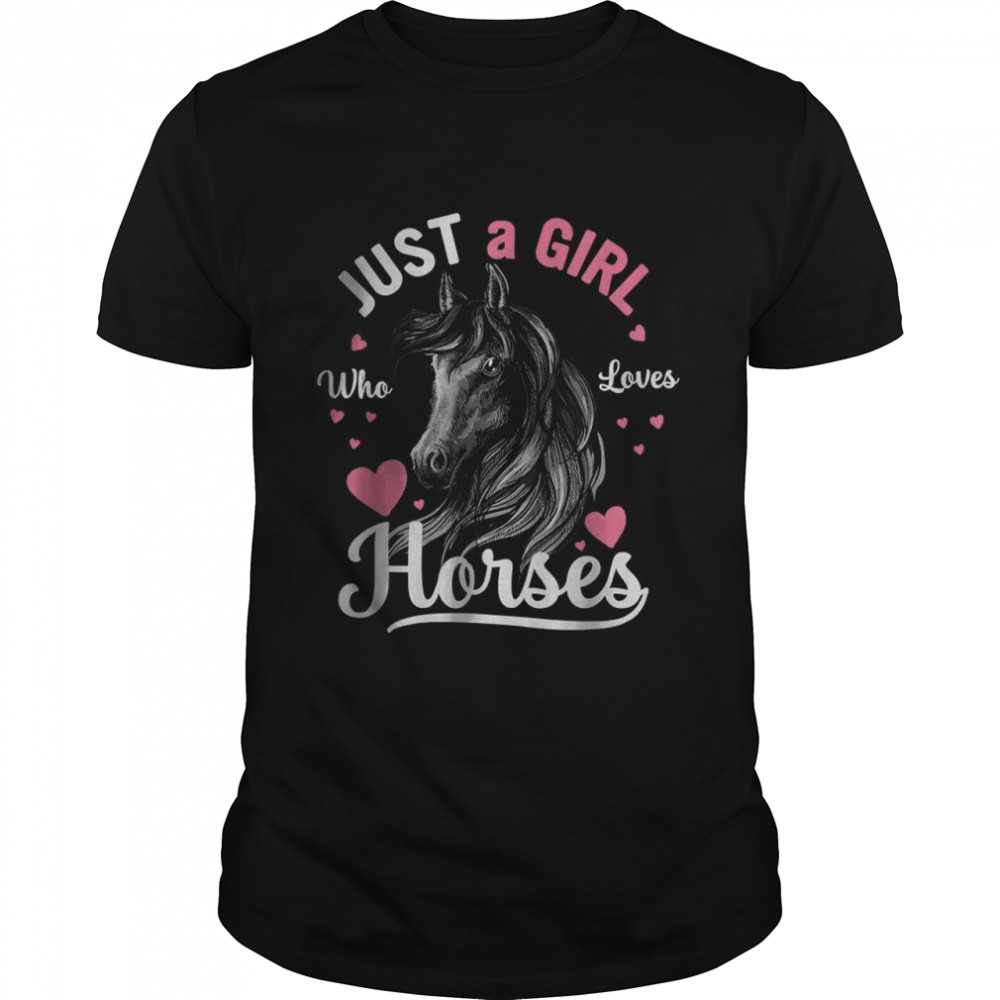 Just a Girl Who Loves Horses Watercolor Horse For Teen Girls T-Shirt