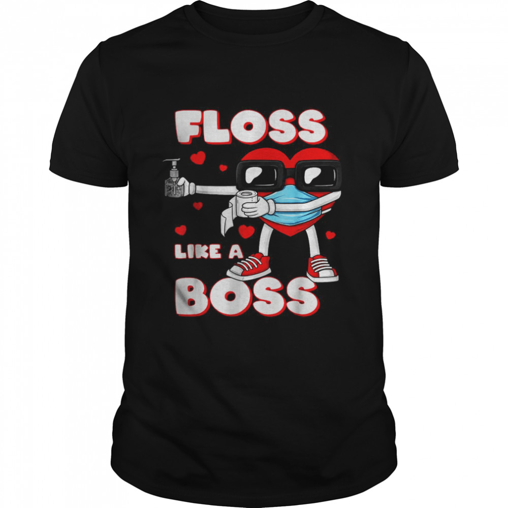 Valentines Day Floss Like A Boss Heart In A Mask Boys Kids T-Shirt