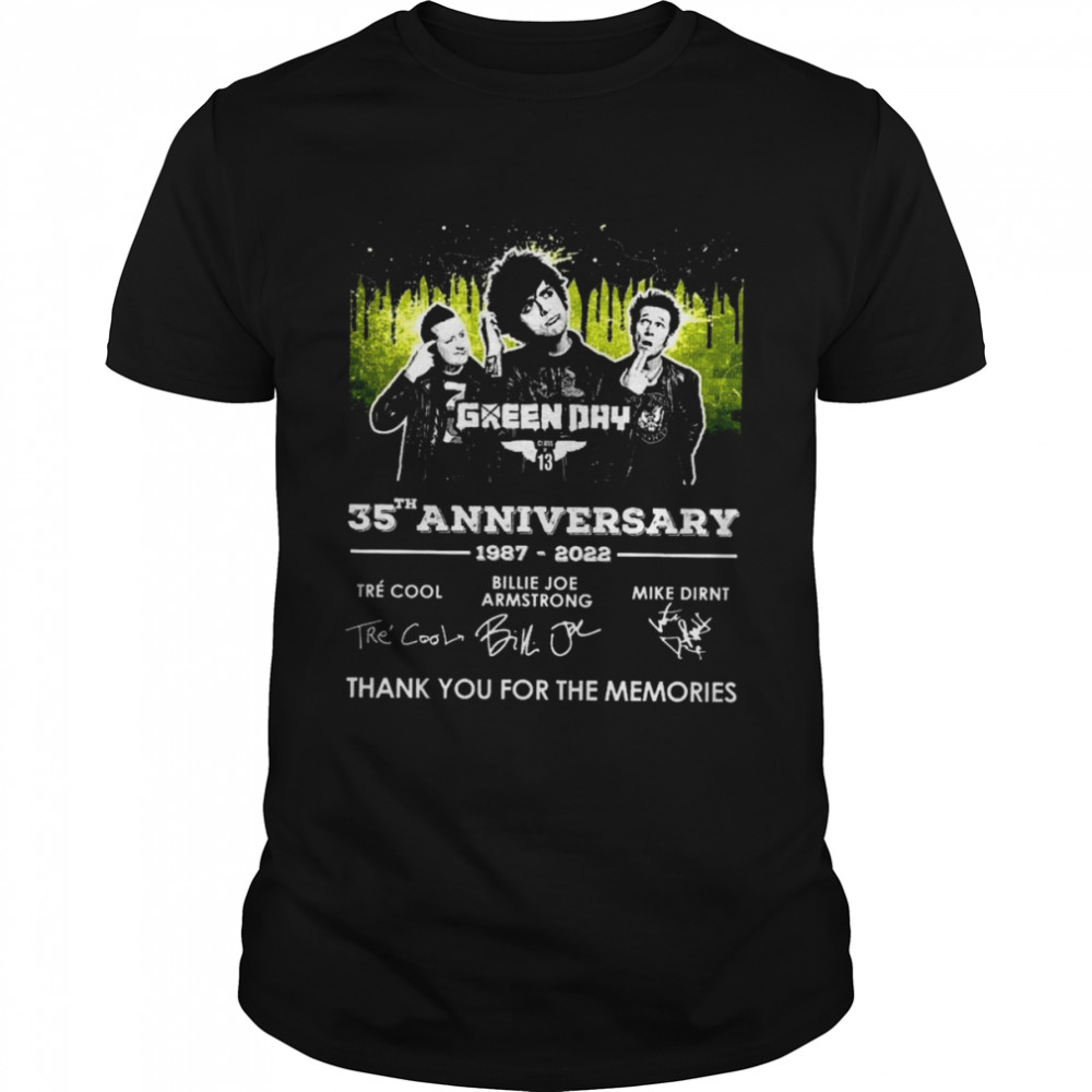 Green Day 35th anniversary 1987 2022 signatures thank you for the memories shirt