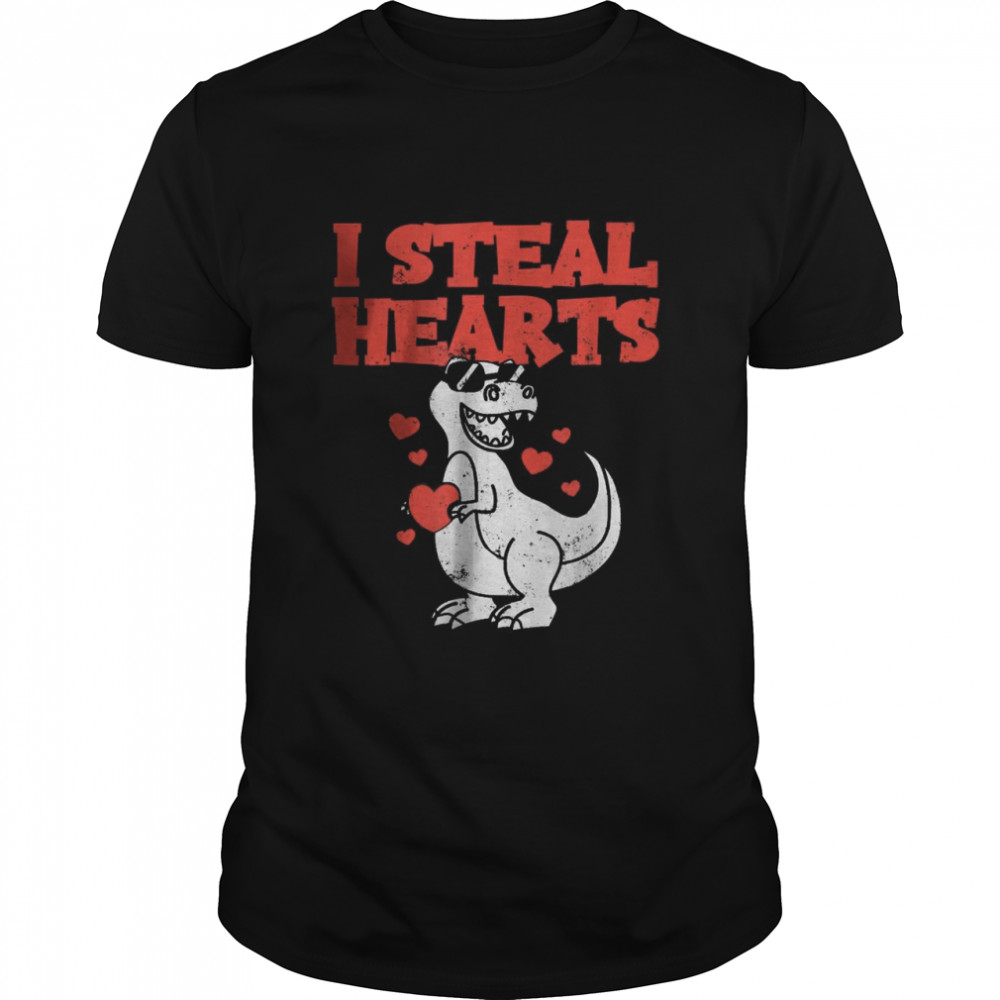 I Steal Hearts Trex Dino Baby Boy Valentines Day Toddler T-Shirt