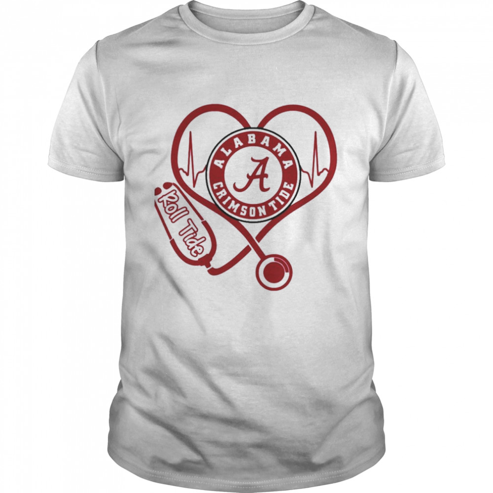 Nurse Love Alabama Crimson Tide Heartbeat Shirt