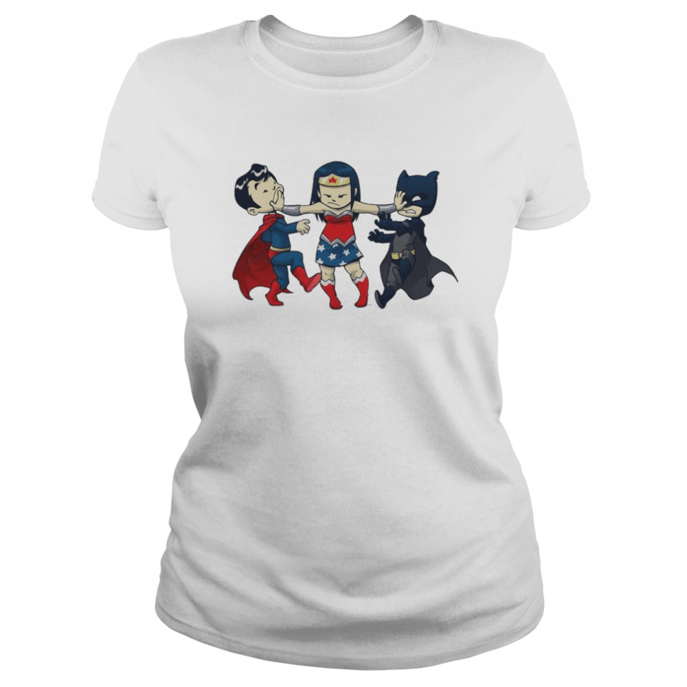 Uithoudingsvermogen Afdaling Ontkennen Super Childish Superman Wonder Woman and Batman shirt - Trend T Shirt Store  Online