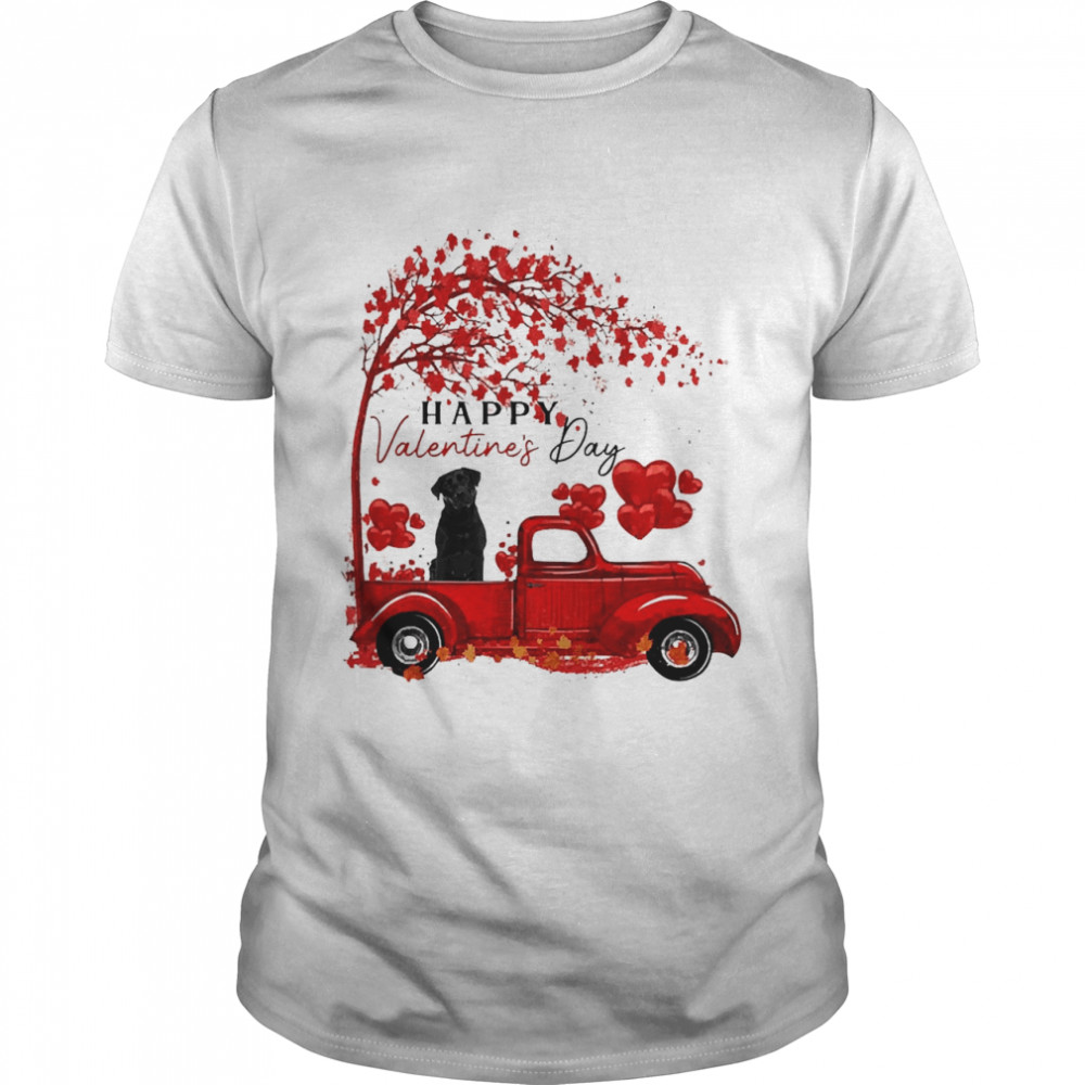 Labrador Driving Truck Happy Valentine”s Day Black labrador Shirt