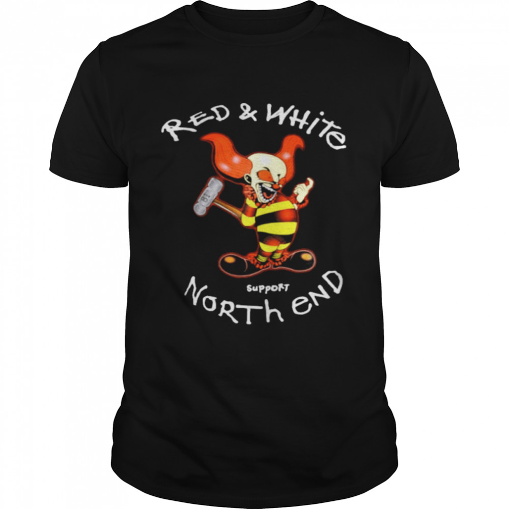 Red and white support north end shirt