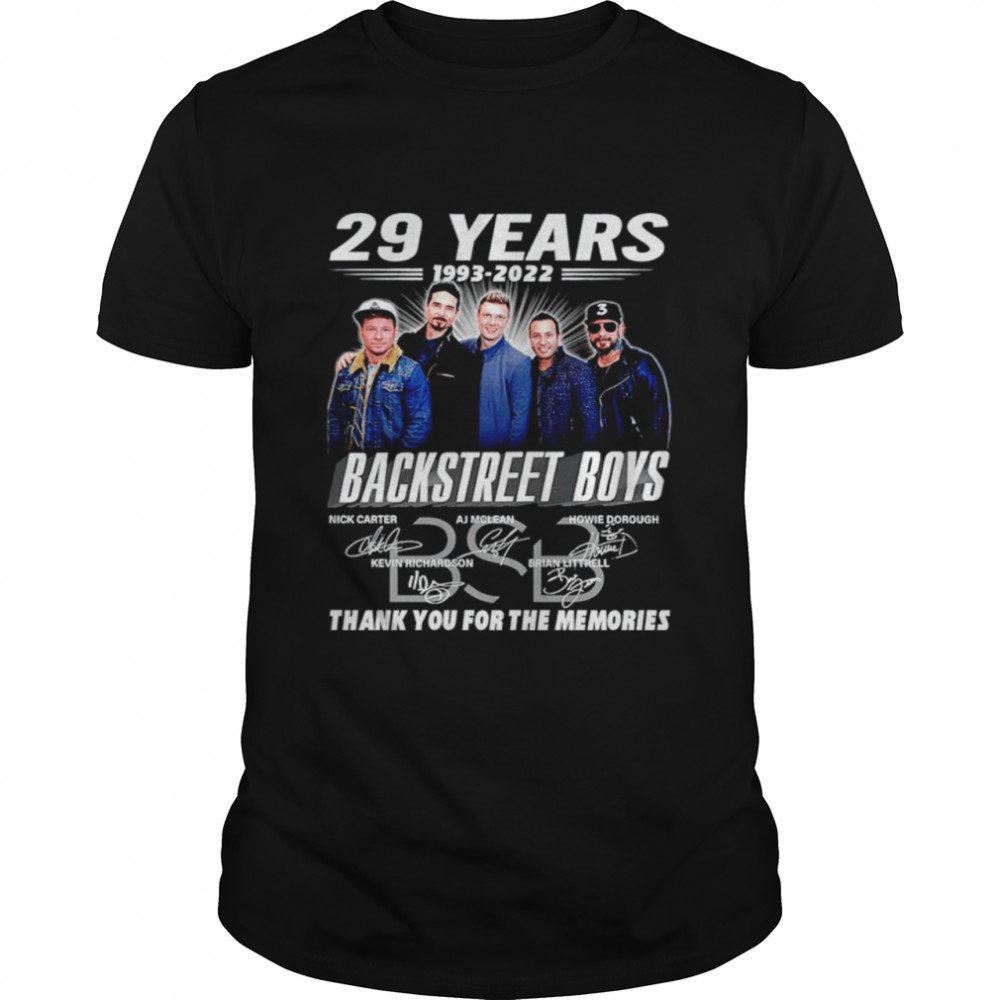 9 Years 1993-2022 Backstreet Boys Signatures Thank You For The Memories Shirt