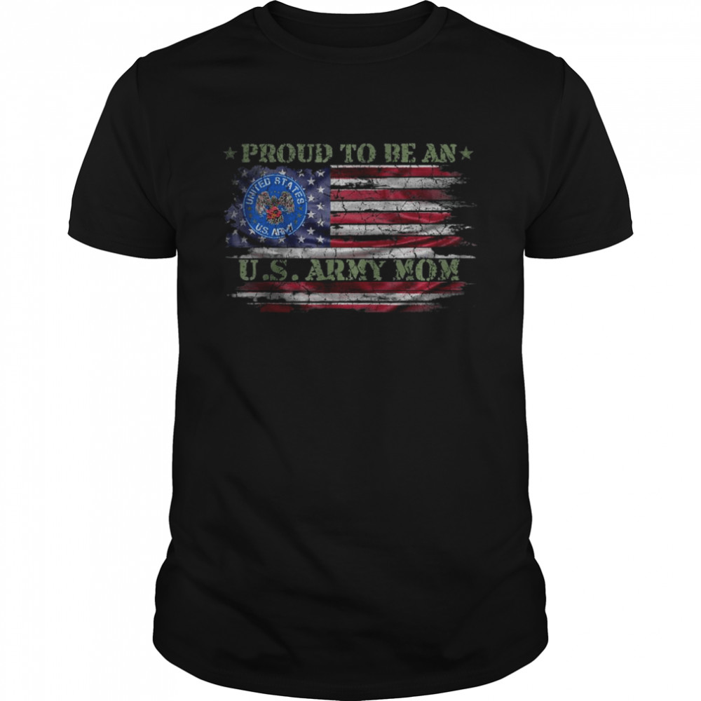 Vintage USA American Flag Proud To Be An US Army Mom T-Shirt