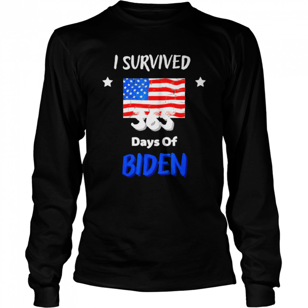 I Survived 365 Days Of Biden Anti Biden t-shirt Long Sleeved T-shirt