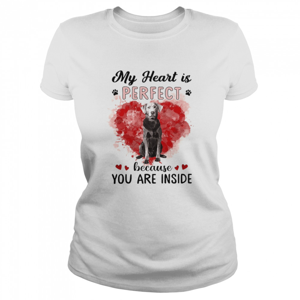 My Heart Is Perfect Because You Are Inside Silver Labrador  Classic Women's T-shirt