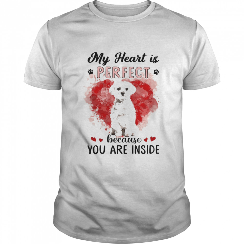 My Heart Is Perfect Because You Are Inside White Maltese  Classic Men's T-shirt