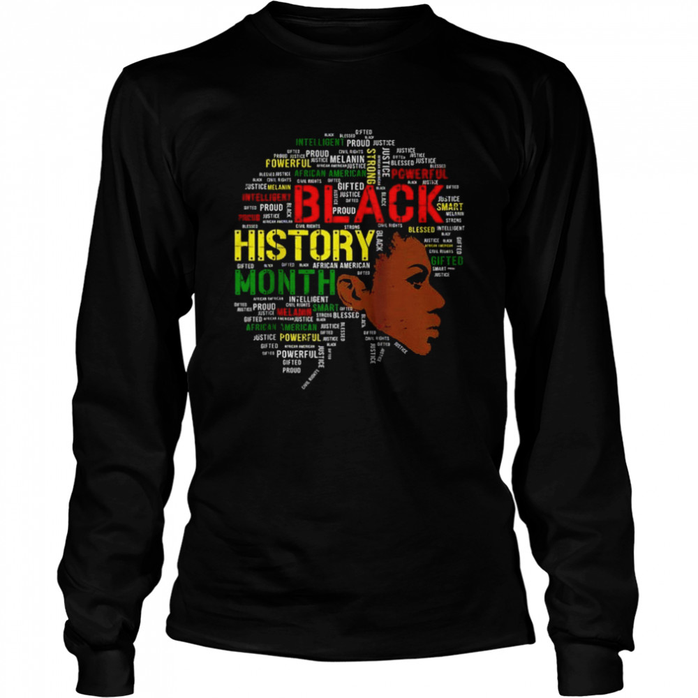 Black History Month  African Quote Girl  Long Sleeved T-shirt