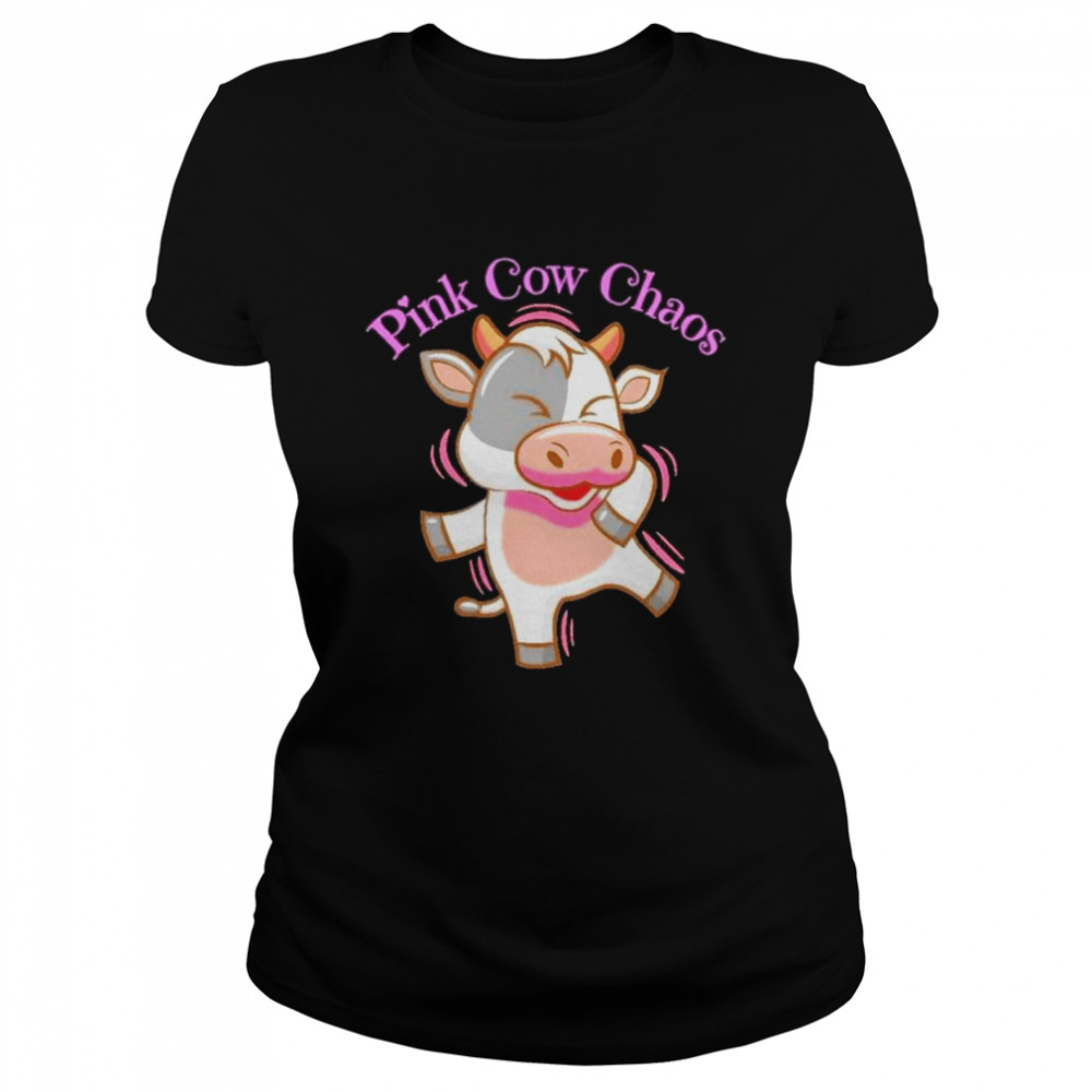 Cow pink cow chaos shirt Classic Women's T-shirt