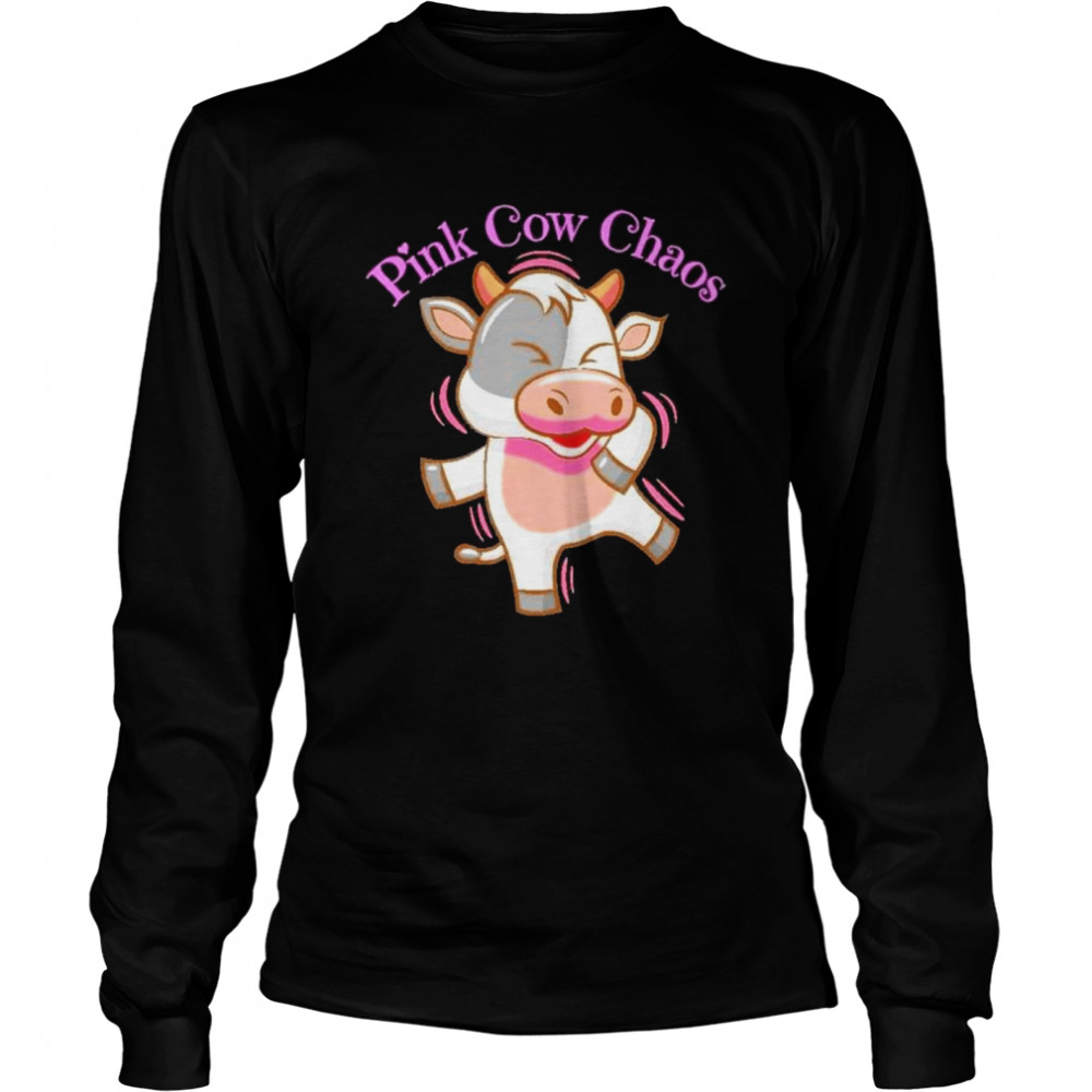 Cow pink cow chaos shirt Long Sleeved T-shirt