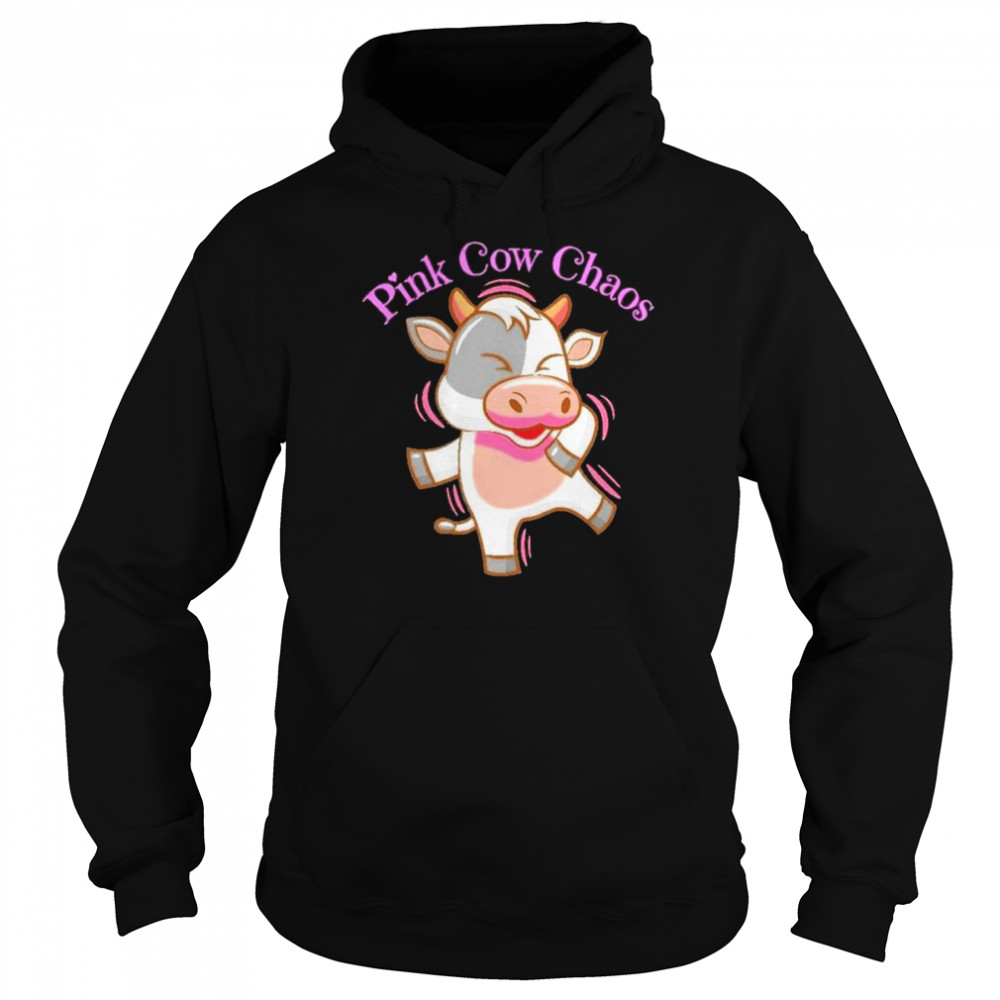 Cow pink cow chaos shirt Unisex Hoodie