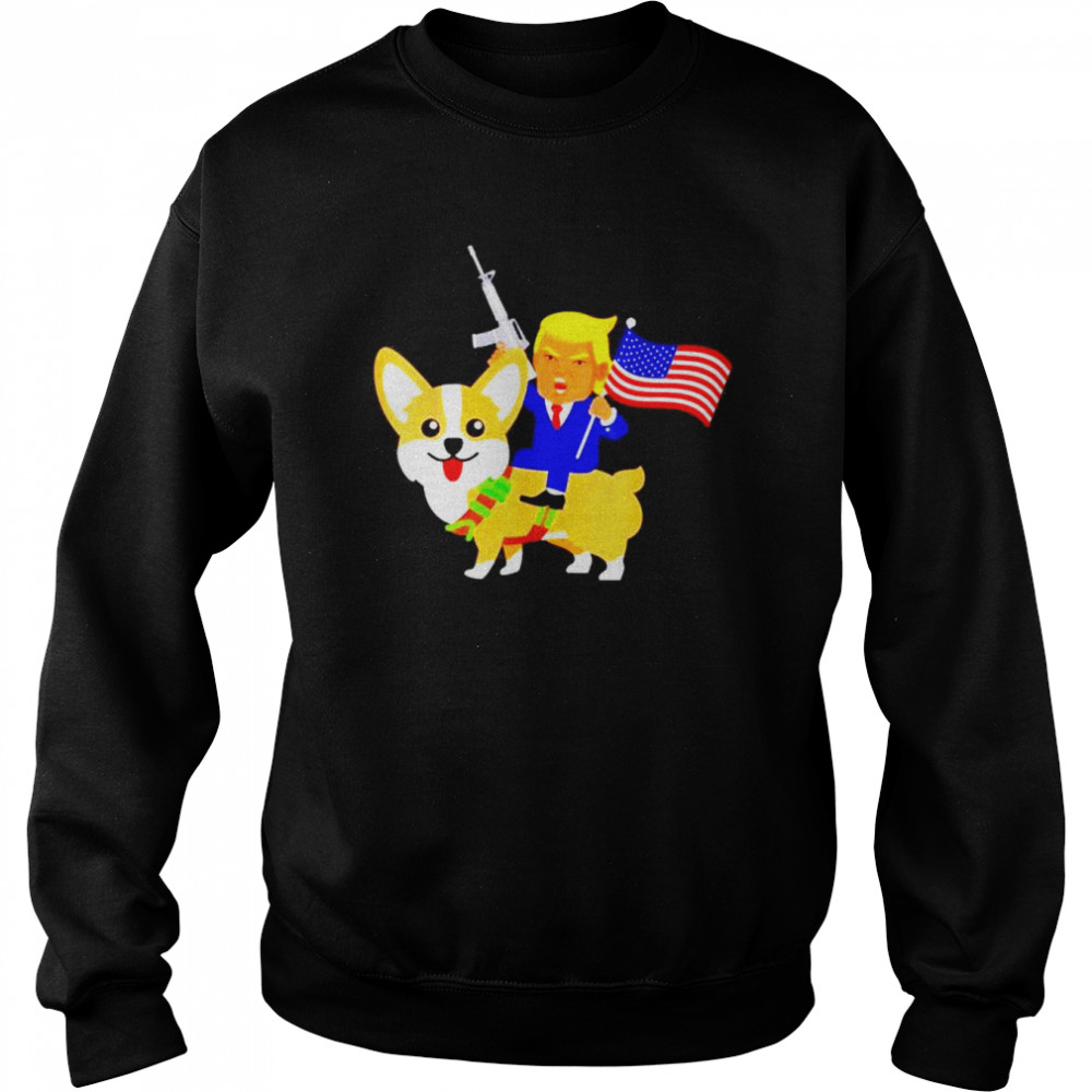 Trump Corgi Gun American 2024 Election Donald Dog Mom shirt Unisex Sweatshirt