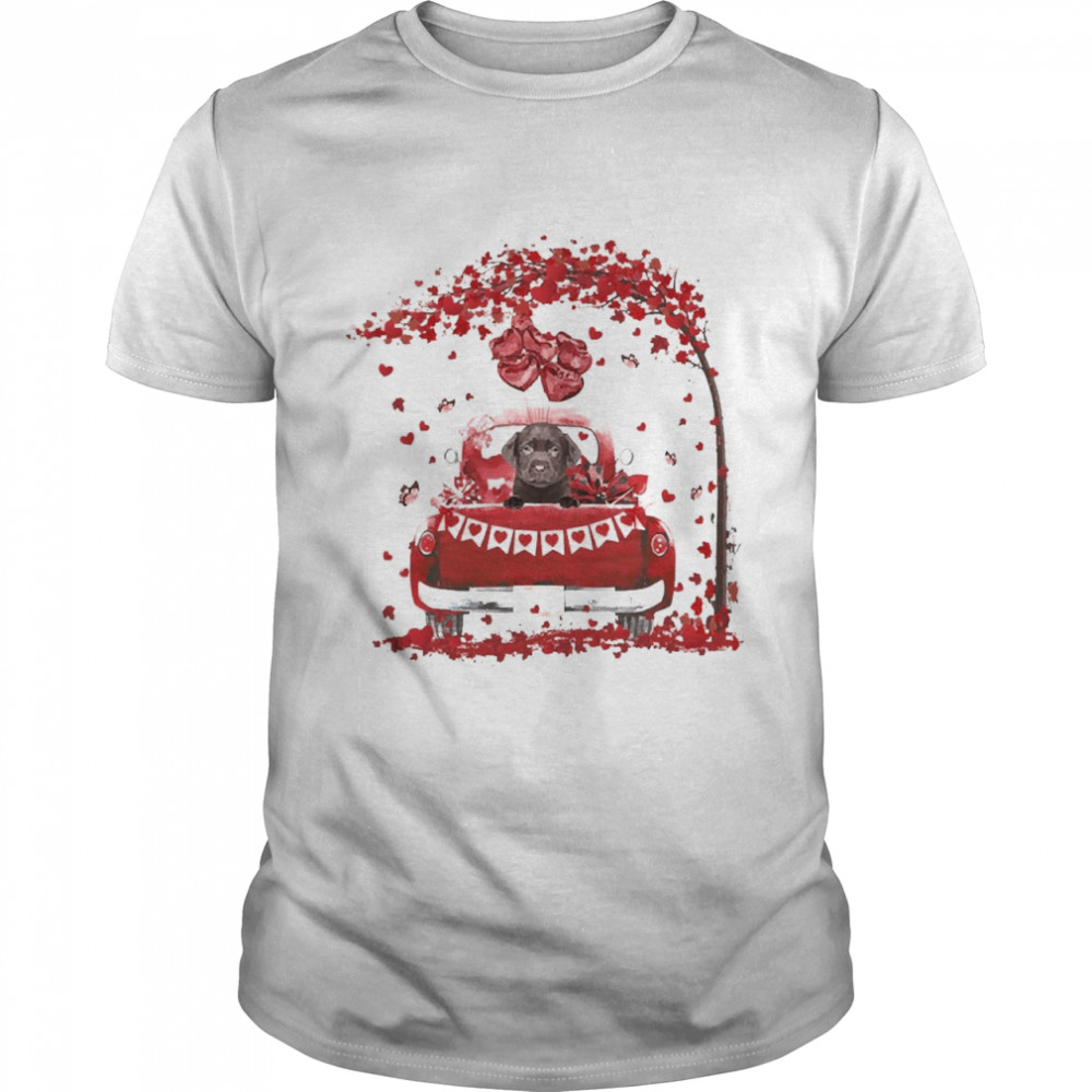 Valentine Red Car Chocolate Labrador Shirt