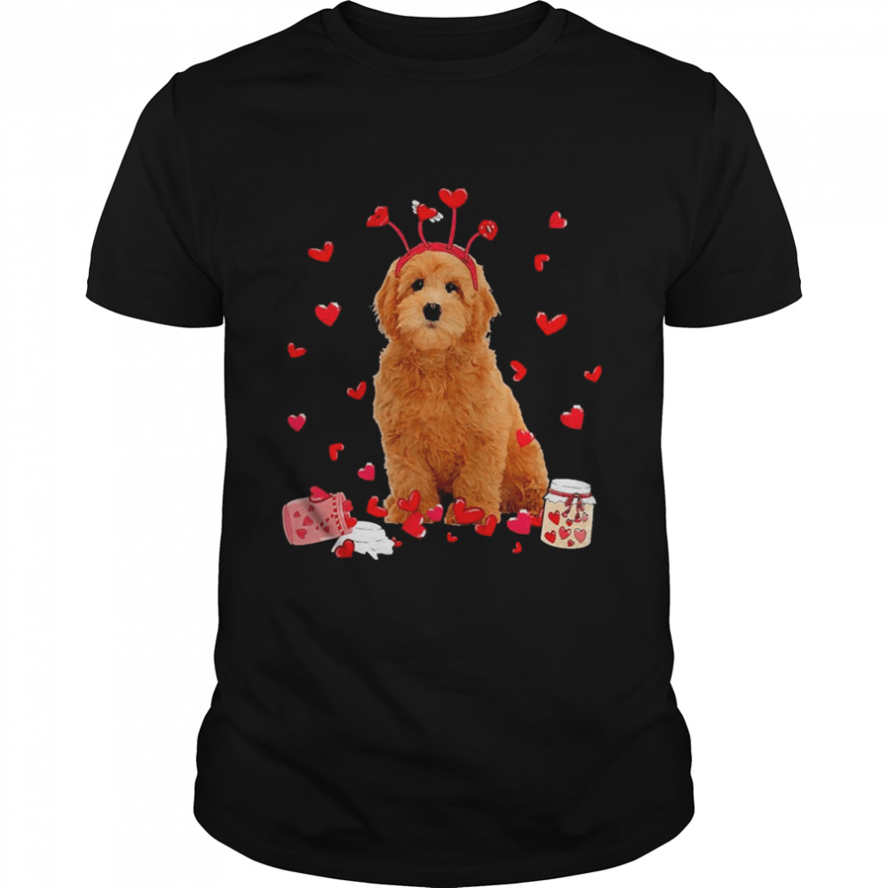 Valentine’s Day Sweet Headband Red Goldendoodle Dog Shirt