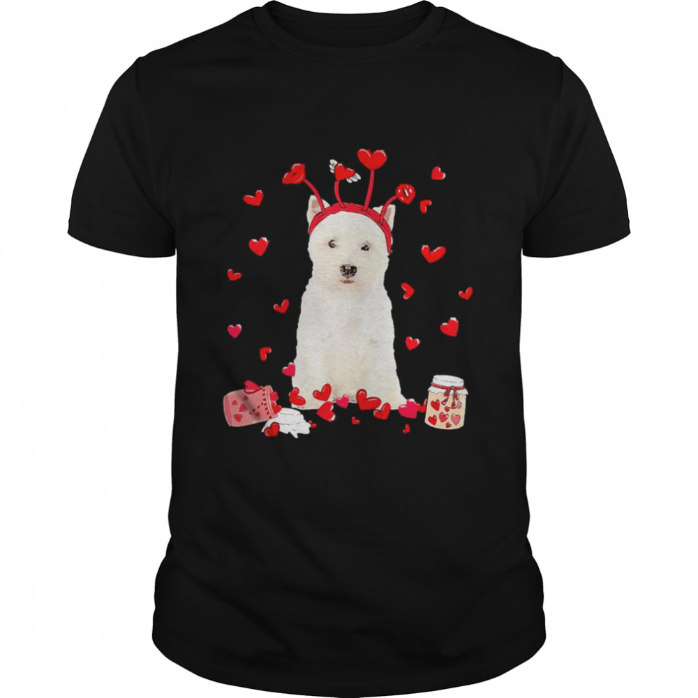 Valentine’s Day Sweet Headband West Highland White Terrier Dog Shirt