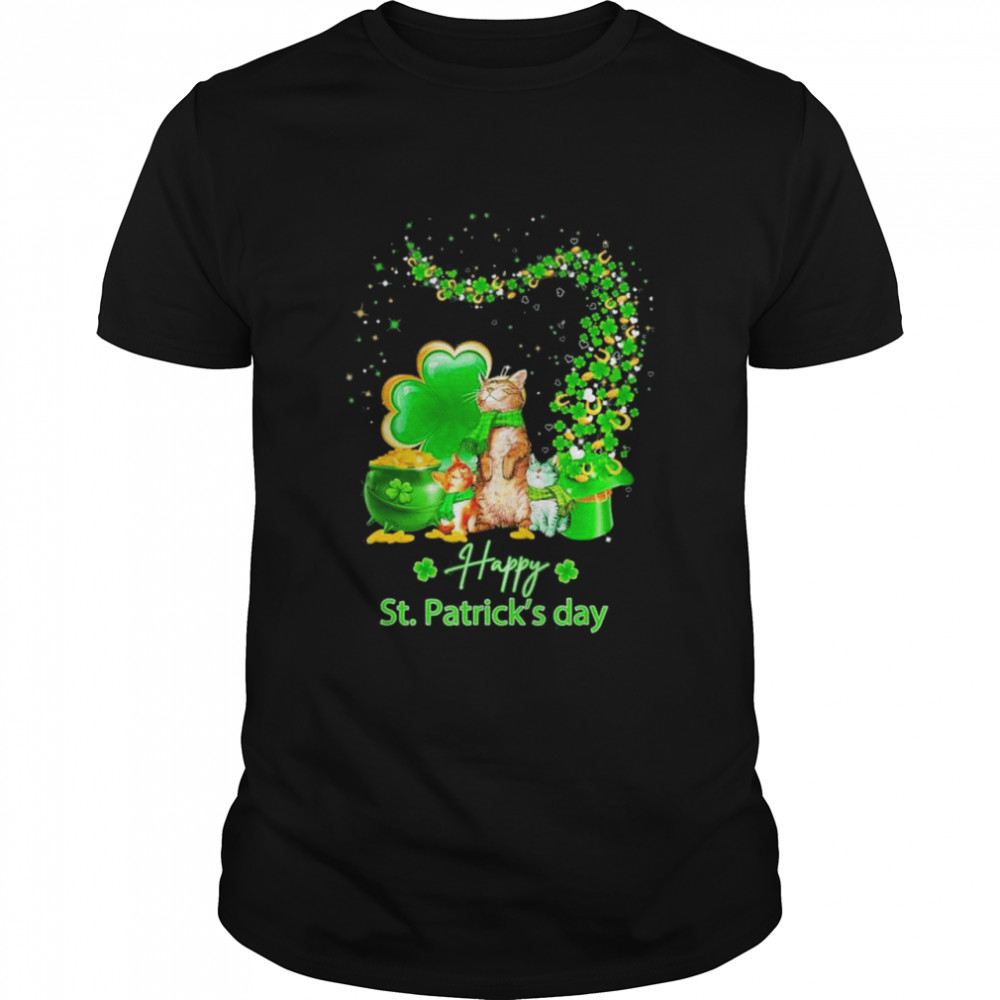 St Patricks Day Truck Cat Family Shamrock shirt