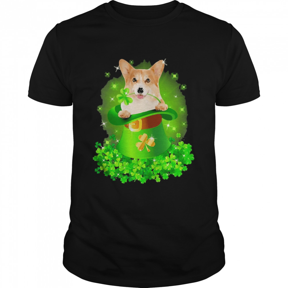 St. Patricks Day Shamrock Lucky Hat Corgi Dogs Shirt
