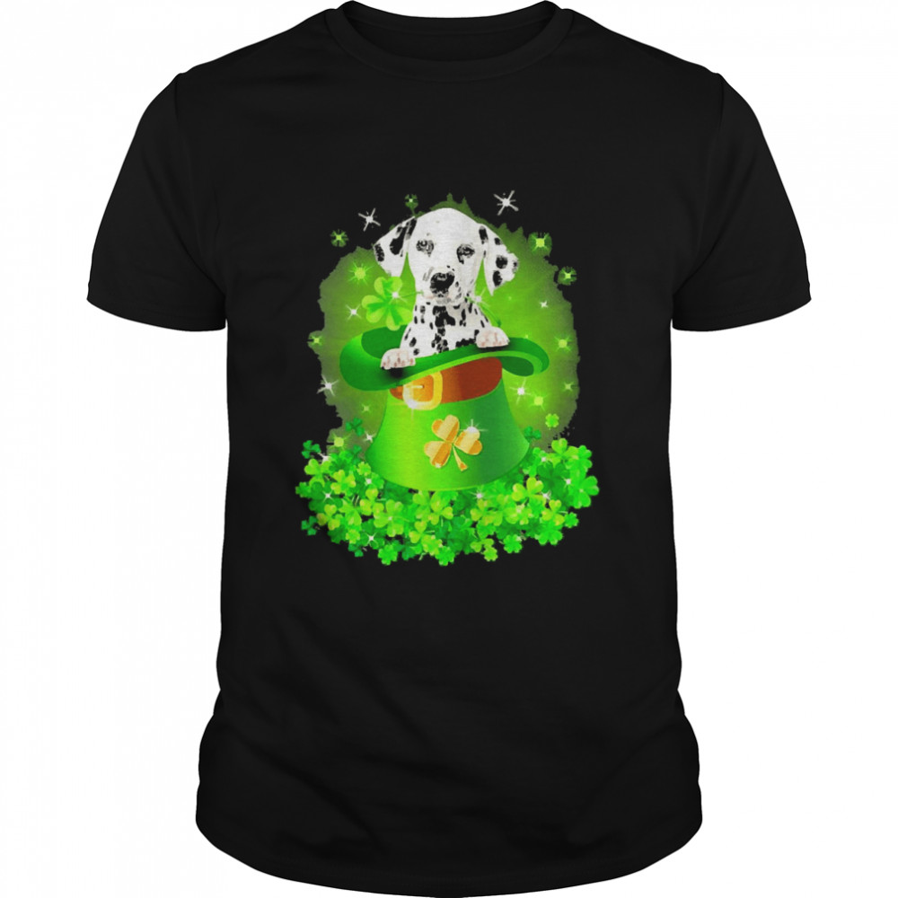 St. Patricks Day Shamrock Lucky Hat Dalmatian Dogs  Classic Men's T-shirt