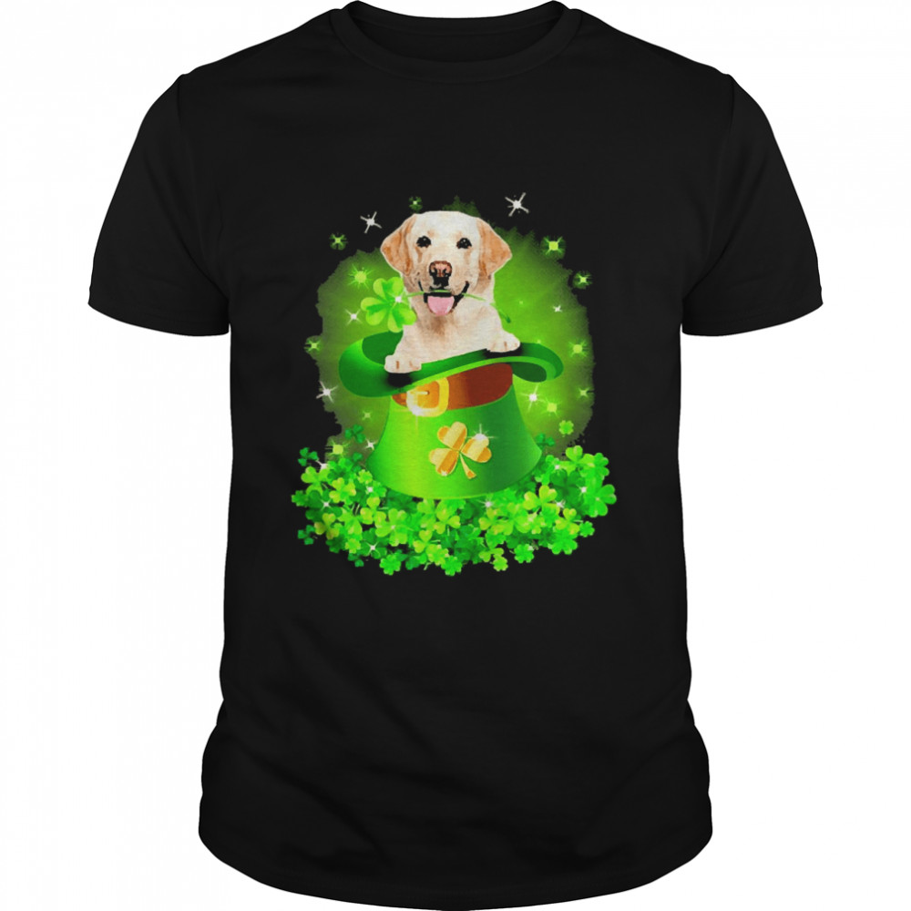 St. Patricks Day Shamrock Lucky Hat Yellow Labrador Dogs Shirt