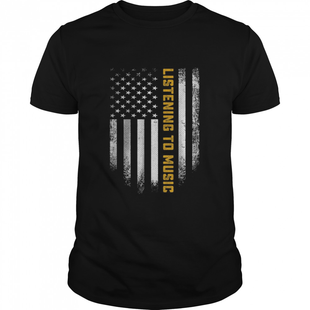 Vintage USA American Flag Listening To Music Musicial T-Shirt