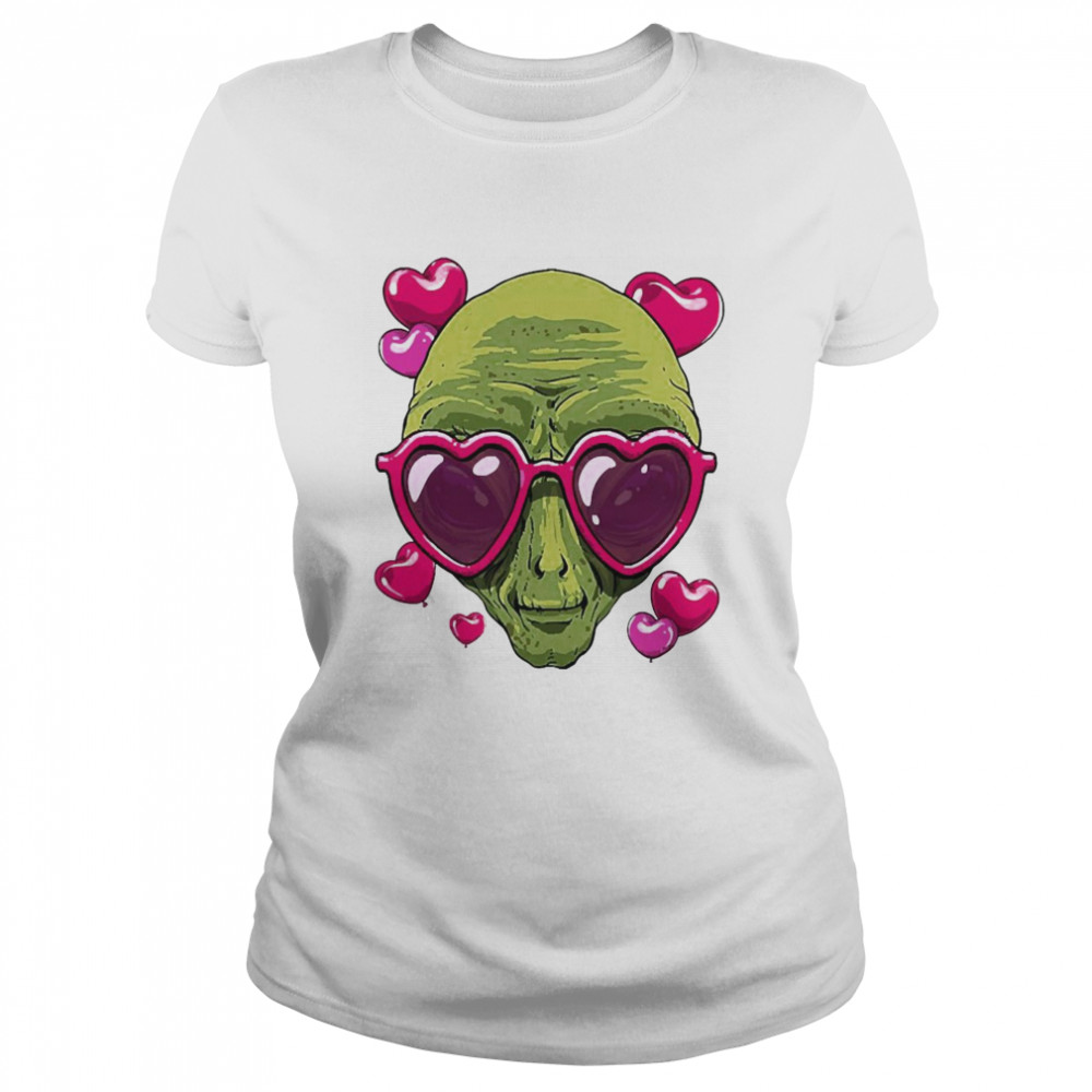 Valentine’s Day Alien Funny Alien Lover T-shirt Classic Women's T-shirt