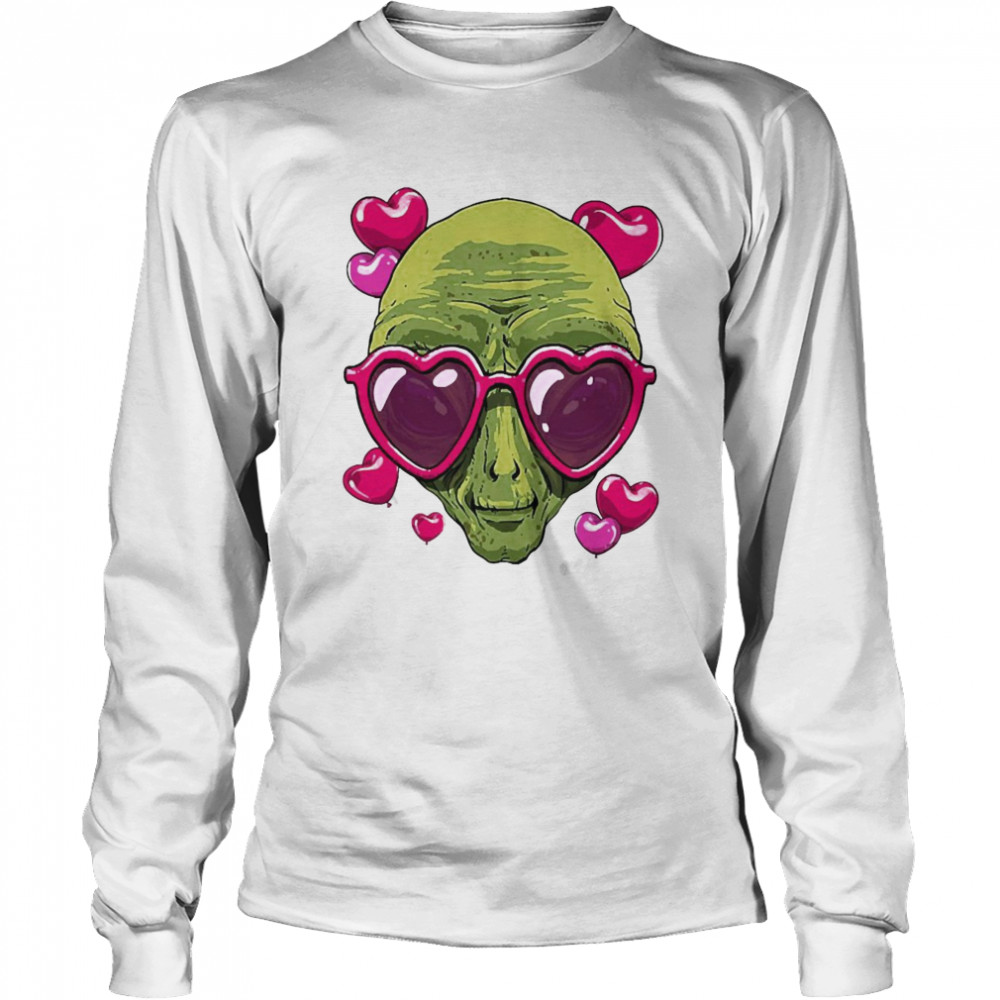 Valentine’s Day Alien Funny Alien Lover T-shirt Long Sleeved T-shirt