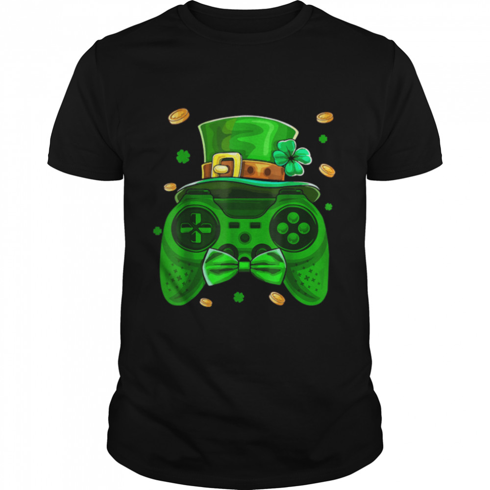 Video Game Controller St Patricks Day Gamer Men Boys Kids T-Shirt B09SFP16K3