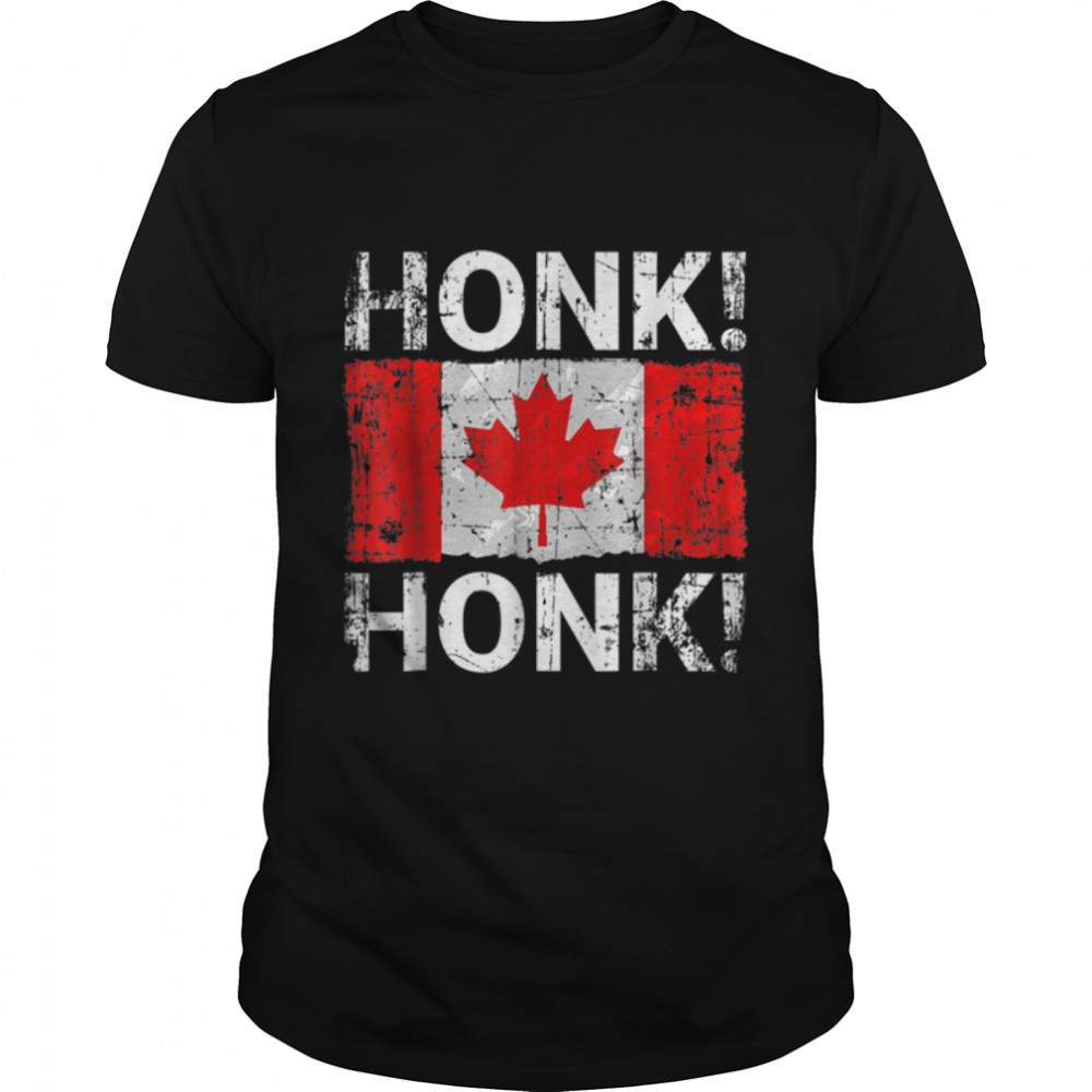 Canada Freedom Convoy 2022 Truckers Honk! Honk! Distressed T-Shirt B09SP6HXNB