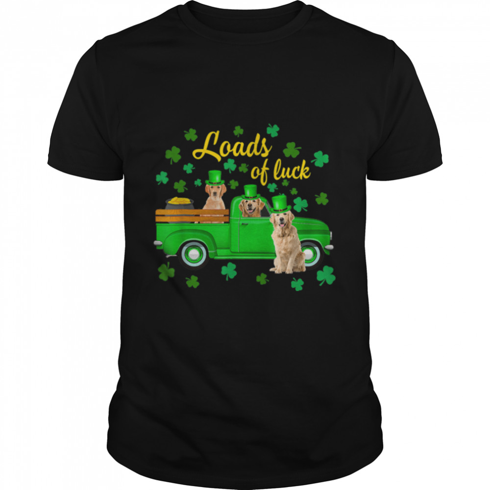Loads Of Luck Truck Golden Retriever St Patrick’s Day T-Shirt B09SPF21X6