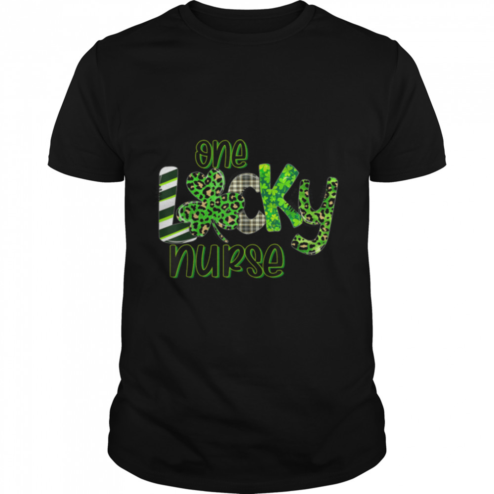 One Lucky Nurse Happy St Patrick Day Shamrock T-Shirt B09SPH82W7