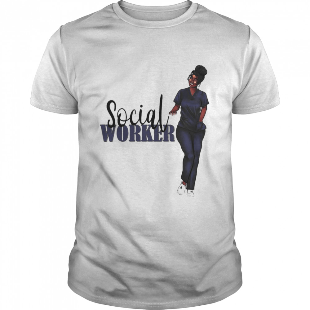 Dark Blue Scrubs Nurse Social Worker Shirt