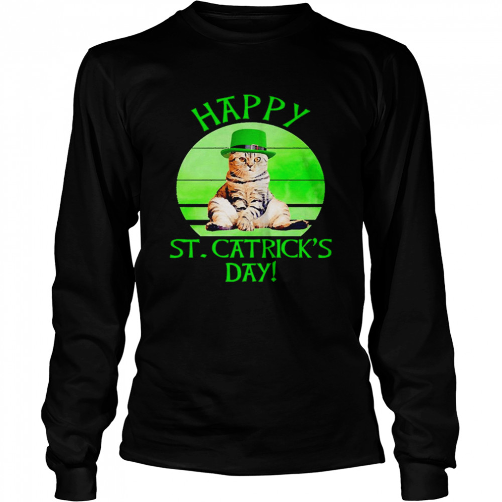 Happy St Catrick’s Day Cat  Long Sleeved T-shirt