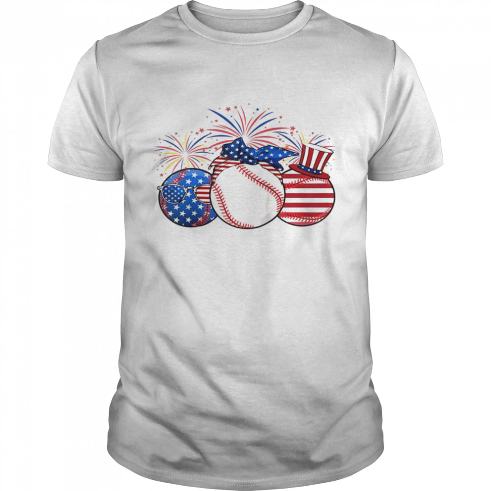Awesome 4th of July Baseball with Fireworks Shirt