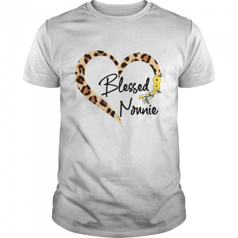Blessed Nonnie Flower Leopard Heart Shirt