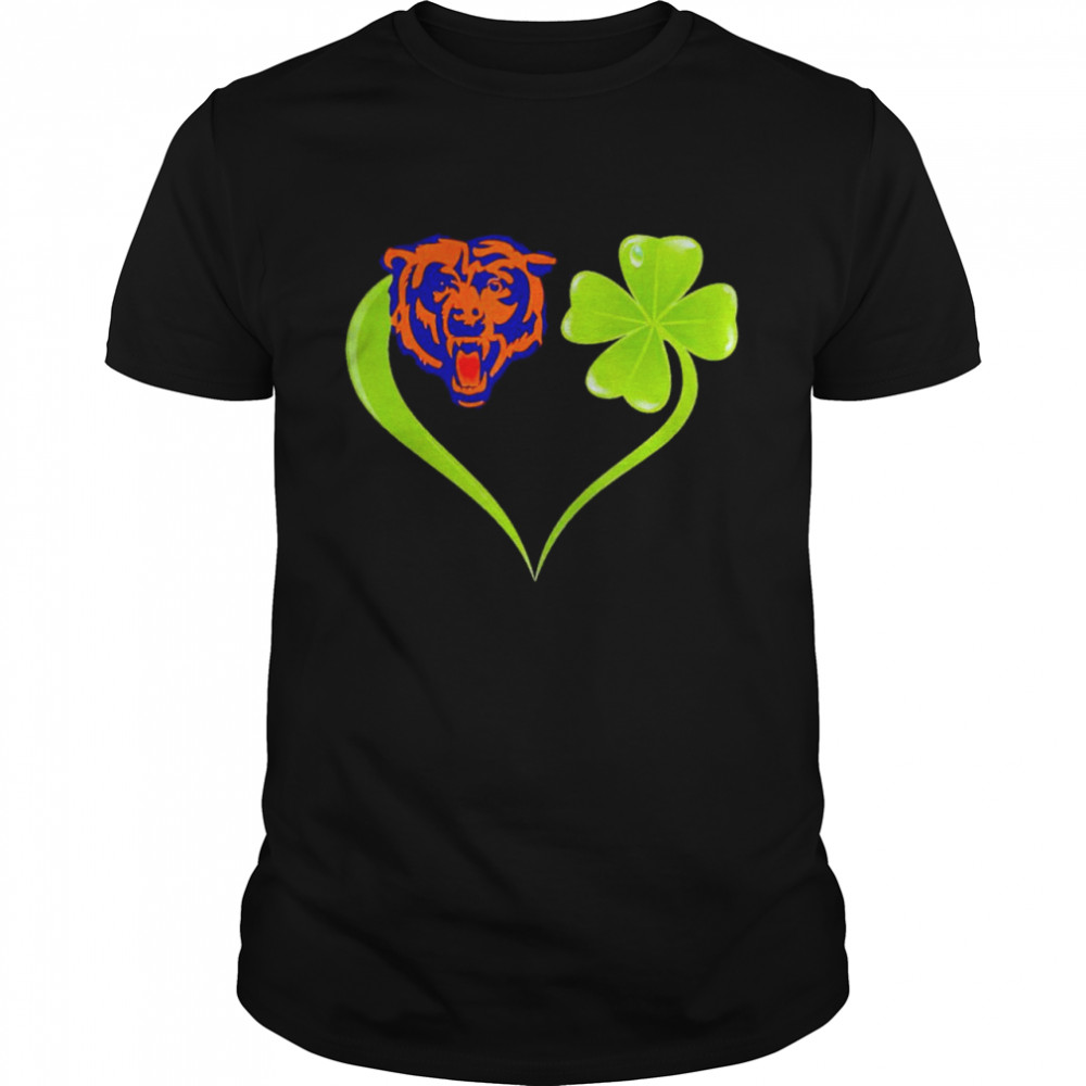 Chicago Bears shamrock heart St Patrick’s day shirt