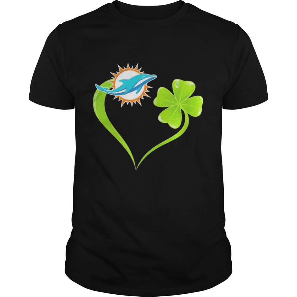 Miami Dolphins shamrock heart St Patrick’s day shirt