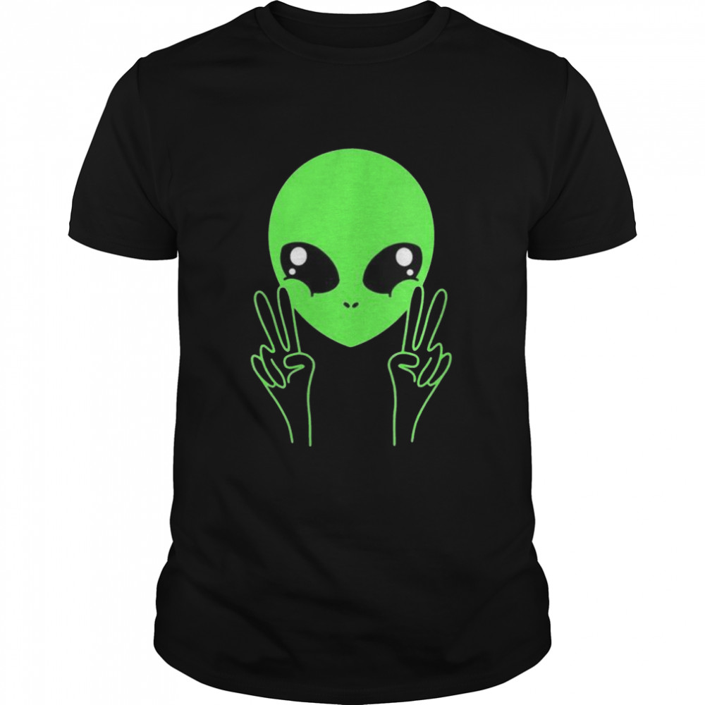 Cool Alien buddy peace sign Alien UFOs Shirt