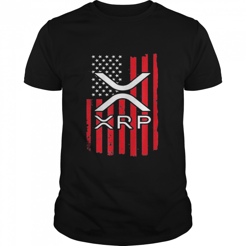 Crypto Currency XRP Ripple Internet Money American Flag shirt