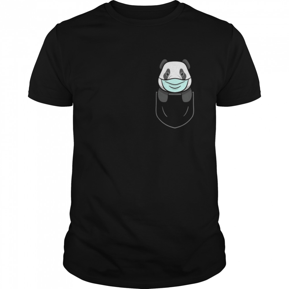 Panda in Chest Pocket Panda Bear Mask  Classic Men's T-shirt