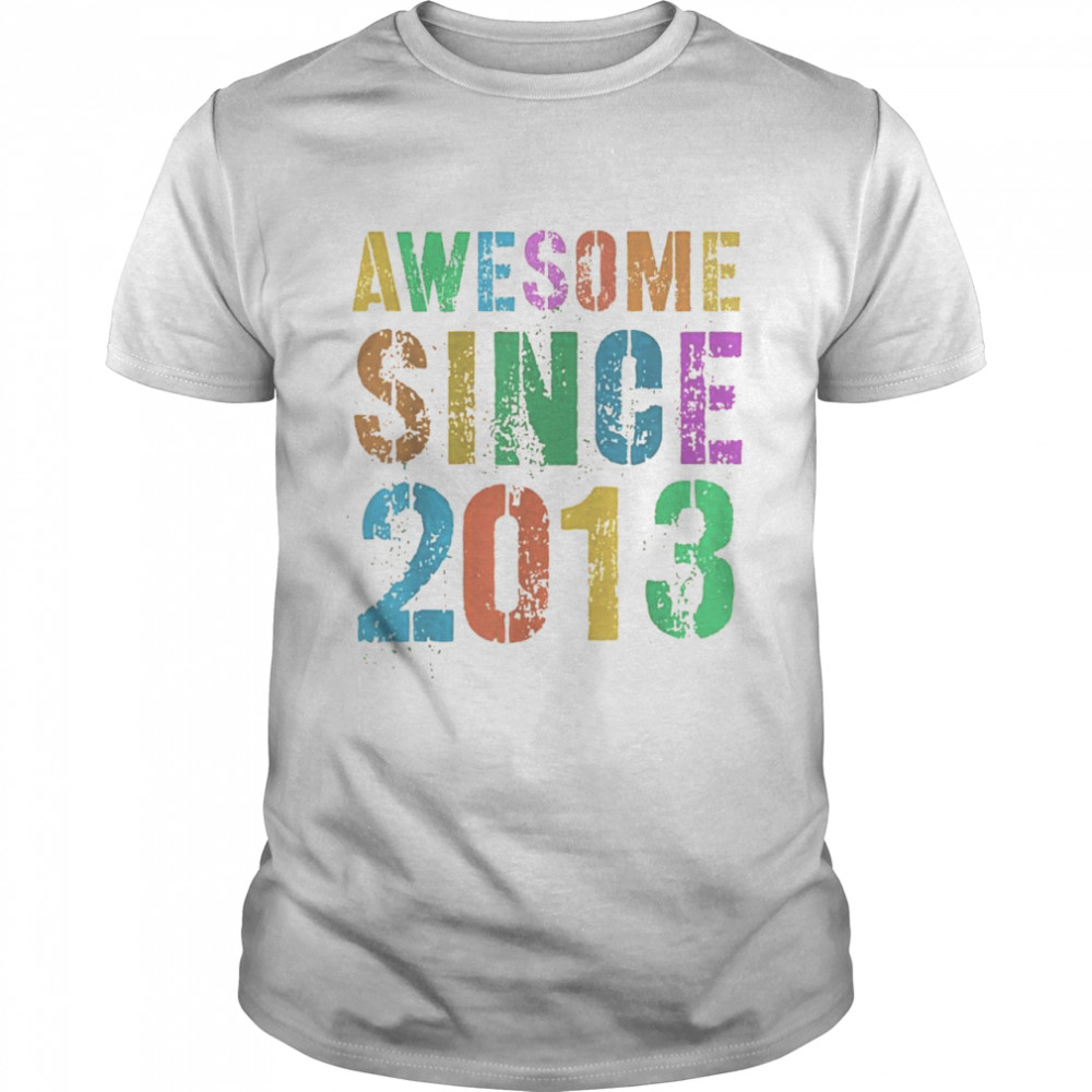 AWESOME SINCE 2013 Vintage 9th Birthday Rock Roll Boy Girl Shirt