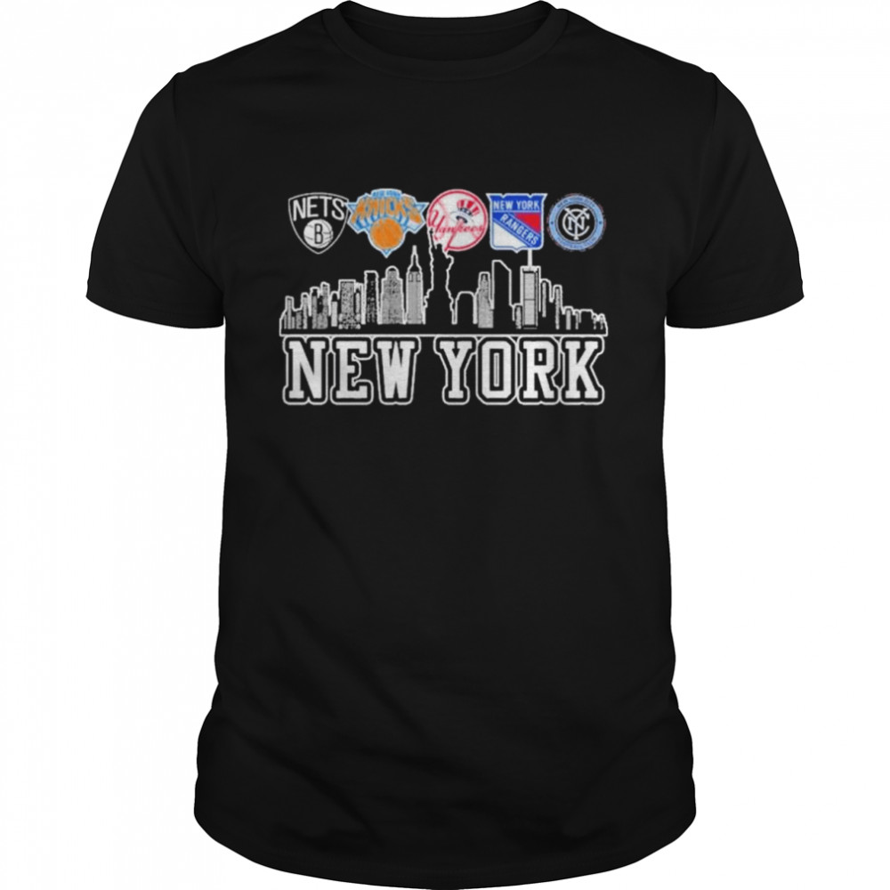 New york brooklyn and new york knicks and new york yankees and new york rangers and new york city football club city shirt