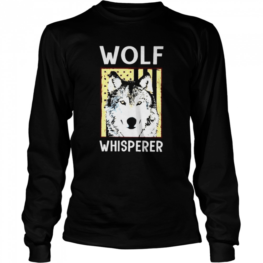 Wolf whisperer american flag shirt Long Sleeved T-shirt