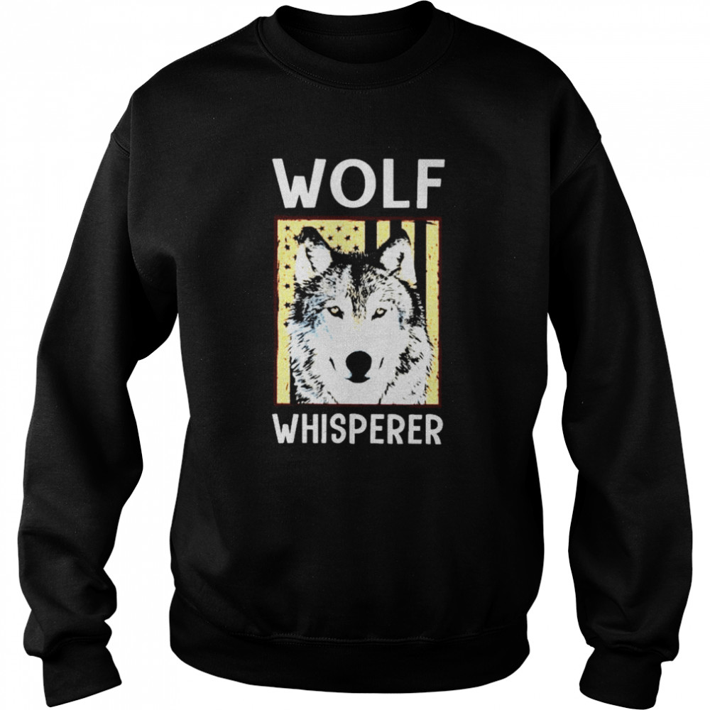 Wolf whisperer american flag shirt Unisex Sweatshirt