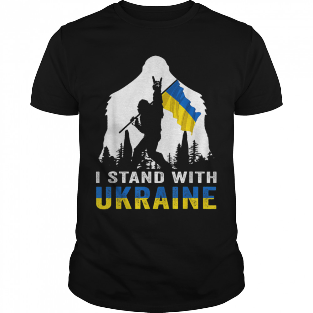 I Stand With Ukraine Support Ukrainian Flag Bigfoot Vintage T-Shirt B09TPKN9HX