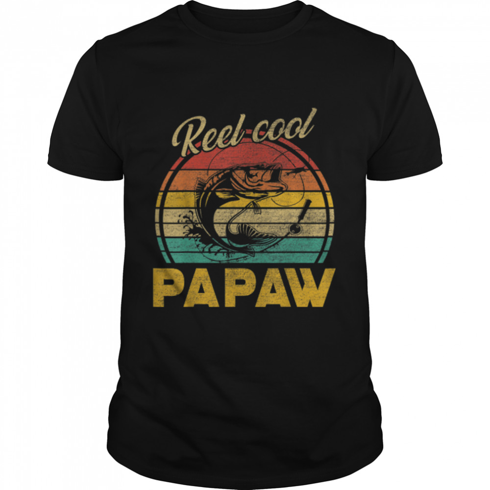Mens Reel Cool Papaw Shirt Vintage Fishing Fathers Day T-Shirt B09TPHL1G9